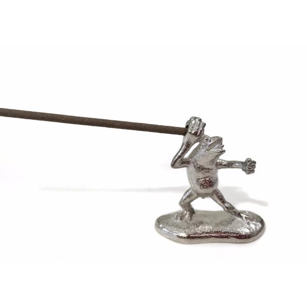 鳥獣戯画 鋳物の蛙の香立て Insence holder frog