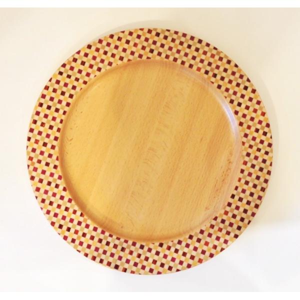 寄木細工のお皿 リムプレート 市松 30cm 伝統工芸 モダン : MA by So