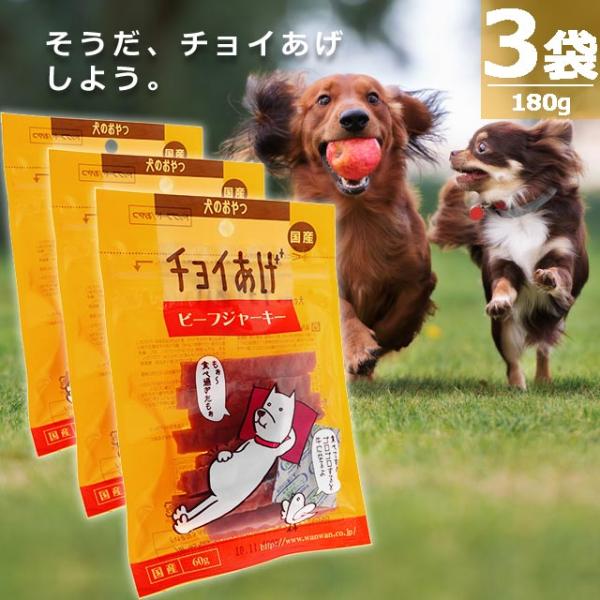 【正規品】(わんわん)チョイあげ・ビーフジャーキー [60g×3袋] シリーズの中で１番人気 国産 国内発送