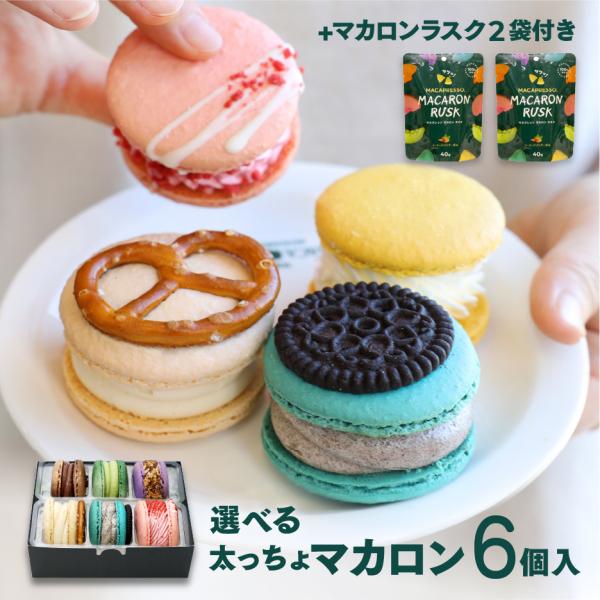 お得】太っちょマカロン 選べる 6個 & ラスク 2袋 セット