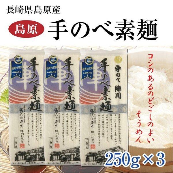 島原手延べそうめん 250g 3袋 陣川 島原 手延べそうめん 手のべ素麺 お中元 ギフト 素麺 そうめん 長崎 島原そうめん マツコの知らない世界 DM便送料無料