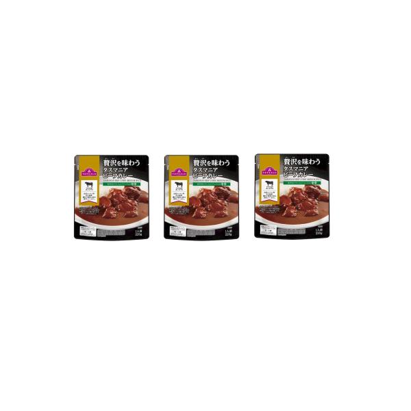 トップバリュ　タスマニアビーフカレー 中辛 220g レトルト食品 牛肉 濃厚 ご飯のお供 本格 ×3個