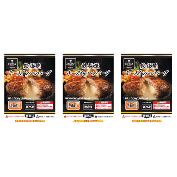 日東ベスト エーデルシェフ 鉄板焼チーズインハンバーグ 100g×3個 冷凍 サタプラ ひたすら試してランキング チーズインハンバーグ