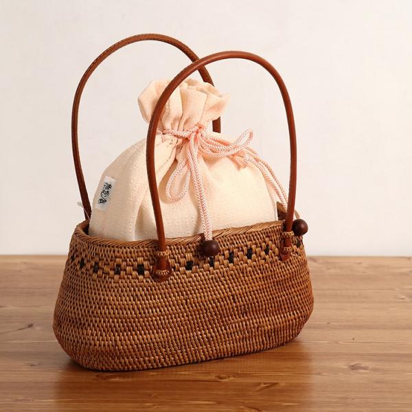 ☆浴衣　カゴバッグ☆ アーガイル　アタ　籐製和装用バッグ ブラウン 撫松庵 ☆浴衣 カゴバッグ☆ アーガイル アタ 籐製和装用バッグ