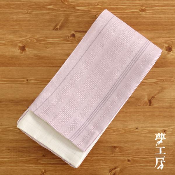 帯 夏 細帯 半巾帯 浴衣 夢工房 レディース 麻 シャガード縞（薄