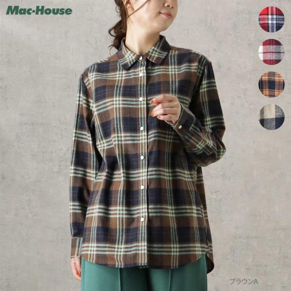 NAVY 長袖シャツ レディース ビッグシルエット チェック柄 胸ポケット