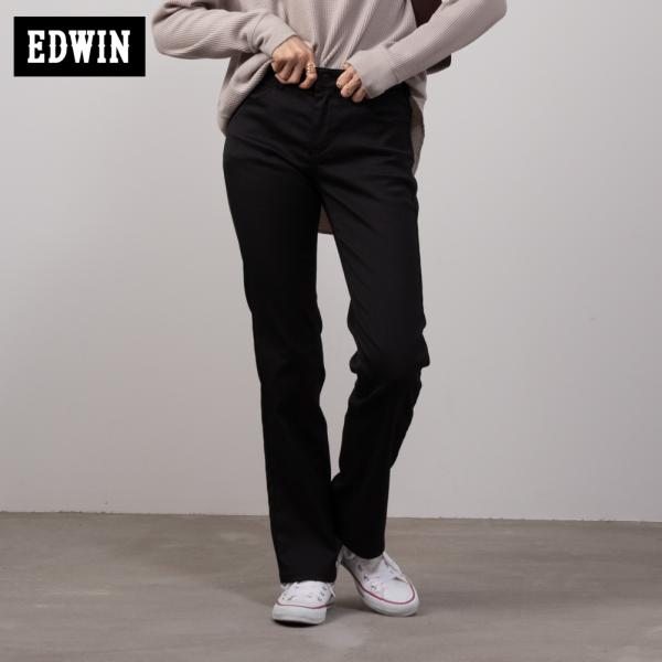 EDWIN エドウィン ストレートパンツ レディース ハタラクロ ストレッチ 無地 カラーパンツ ボトムス