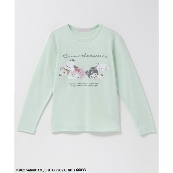 ニュアンスカラーがかわいいサンリオキャラクターズのプリントTシャツ。カラーは、ミントです。■デザインもちもちとした、ポチャッコ、マイメロディ、クロミ、シナモロールがとってもキュート♪■ポイントさらりとした着心地の綿混素材を使用しています。お...