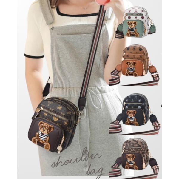 くまちゃん ショルダー バッグ スクエア かわいい レディース 軽量