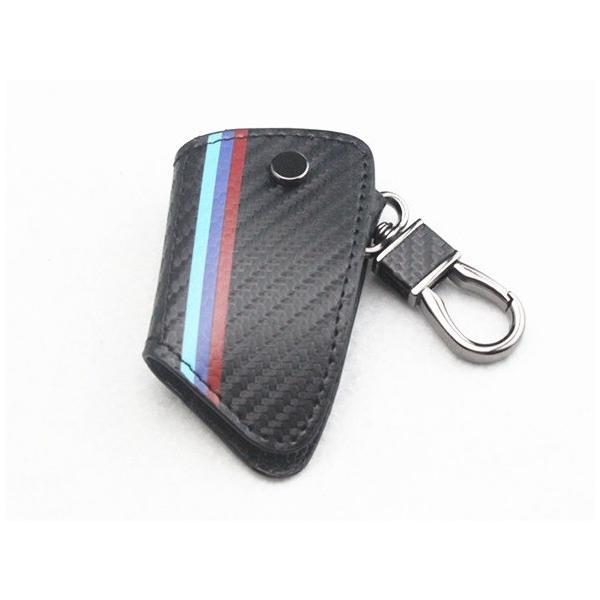 BMW キーケース カーボン Mカラーライン入り タイプC スマート キー キーカバー スマートキー キーホルダー アクセサリー 小物