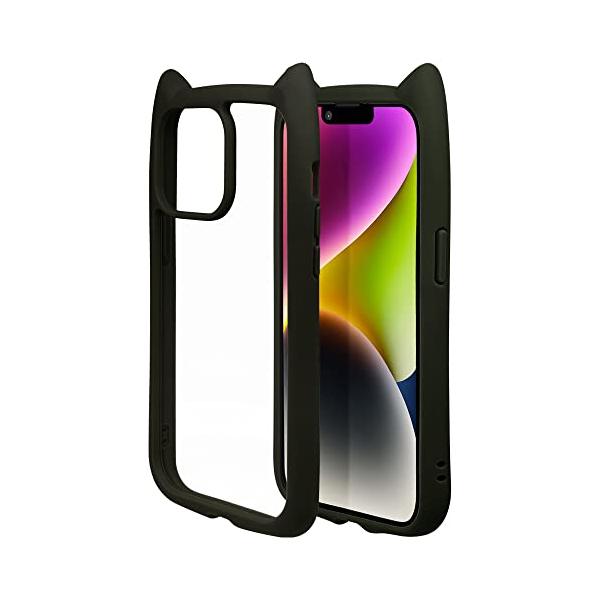 他サイト： ラスタバナナ ケース カバー iPhone14 13 共用 ハイブリッド 猫耳 ネコミミ 背面強化ガラス 背面クリア かわいい おしゃれ mimの商品画像