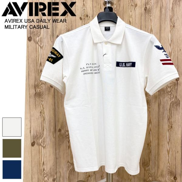 AVIREX（アヴィレックス） ネイバル パッチド 半袖ポロシャツ 刺繍