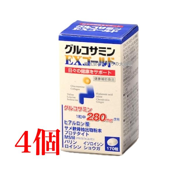 グルコサミンＥＸ ゴールド は、1粒 に 280mg の グルコサミン を主成分とし ヒアルロン酸 MSM サメ軟骨抽出物 プロテタイト ショウガ バリン ロイシン イソロイシン を配合した 健康食品 です。6粒あたりグルコサミン　 168...