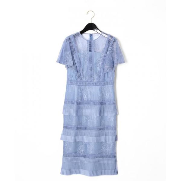 【未使用級♡完売品】グレースコンチネンタル　レイヤードレースタイトワンピース　青 GRACE CONTINENTAL 【グレースコンチネンタル】レイヤードレース