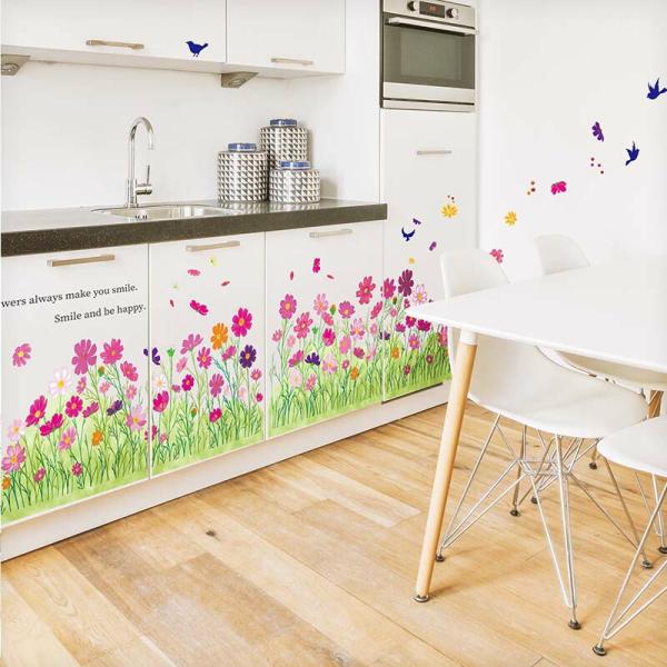 ウォールステッカー 飾り 秋桜 コスモス 【cosmos】 はがせる 壁 シール ステッカー 大きい 壁紙 飾りつけ 飾り おしゃれ 北欧 植物 木 葉 草 観葉植物 お花畑 エレガント 大人っぽい おしゃれ グリーン 秋 お花畑 沢山の花...