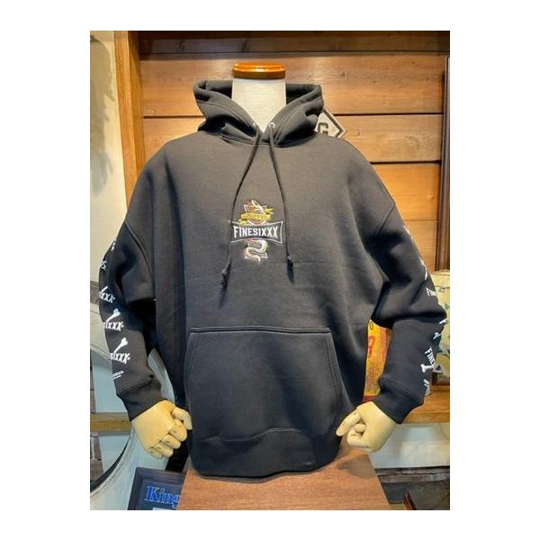ファインシックス/FINESIXXX パーカー FINE-CROSS EMBROIDERED GRAPHIC HOODIE - BLACK