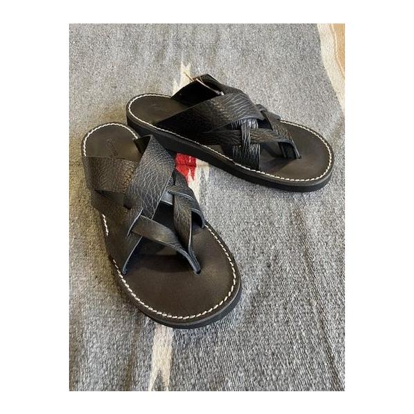 オーガニックハンドルーム/Organic Handloom サンダル OH021493 DUBI シュリンクレザーサンダル BLK