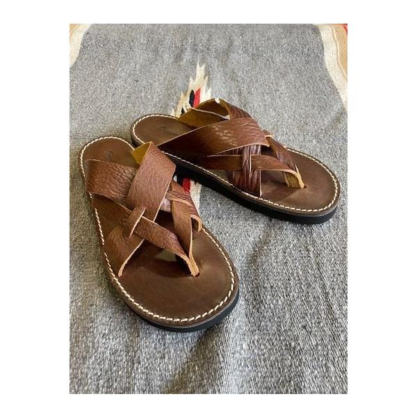 オーガニックハンドルーム/Organic Handloom サンダル DUBI OH021492 シュリンクレザーサンダル BR