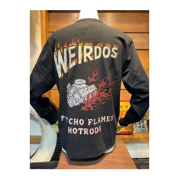 ウィアード/WEIRDO ロンT WRD-22-AW-17 PSYCHO FLAMES - L/S HENRY T-SHIRTS BLK
