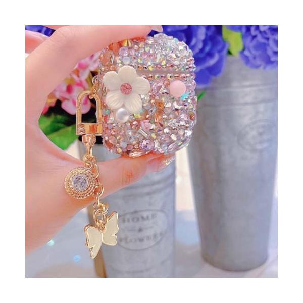 AirPods2 AirPods proキラキラストーンビジュー花フラワー