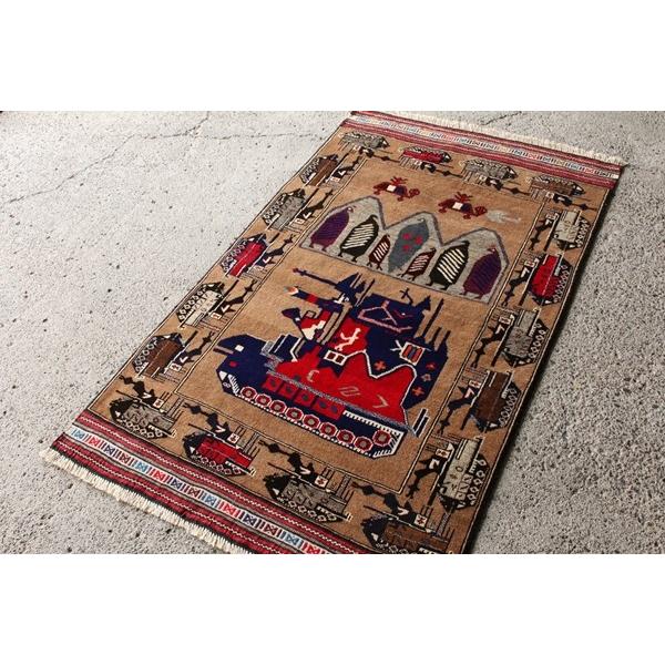 War Rug ウォーラグ タンク柄 147×89cm　アフガニスタン産 バルーチ族作 ラグ 絨毯 じゅうたん カーペット 新品 未使用　アフガン　 LBRM1961