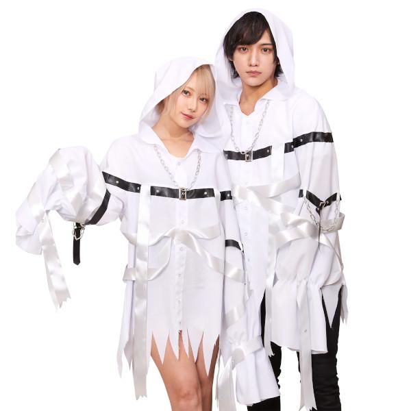 コスプレ 仮装 ゴーストグルーム 大人用 【 コスプレ 衣装 ハロウィン 仮装 コスチューム メンズ おばけ パーティーグッズ 幽霊 オバケ 男性用 お化け ホラー 怖い 余興 】 ファングル ゴーストシャツ 男女兼用 おばけ 幽霊 コスプレ 衣装