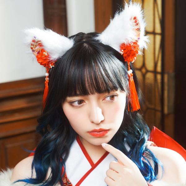 和柄カチューシャ 白猫