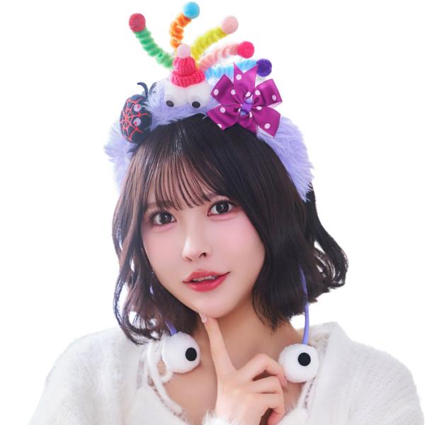 デコモンスター カチューシャ カラフル かわいい レディース キッズ ヘアアクセサリー ハロウィン グッズ