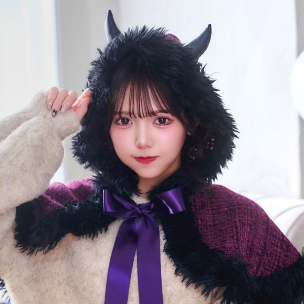ミッドナイトデビルケープ 悪魔 ケープ ハロウィン コスプレ フード付きケープ