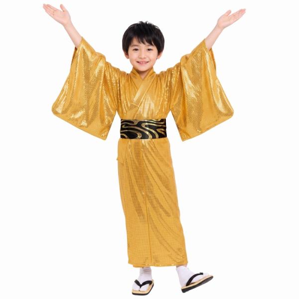 金色将軍 キッズ 着物 子供 衣装 サンバ ダンス コスプレ コスチューム 子ども衣装