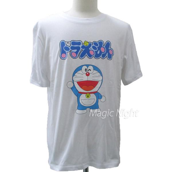 ドラえもんTシャツ ロゴ＆ドラ 大人用 半袖 Tシャツ ホワイト 白