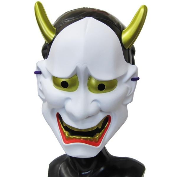 パーティー・イベントに大活躍の般若（はんにゃ）のお面。厚地のPVC（プラスチック）製の般若マスクです。お化け屋敷・肝試し・お囃子・踊り・演劇・時代劇の小道具にどうぞ。