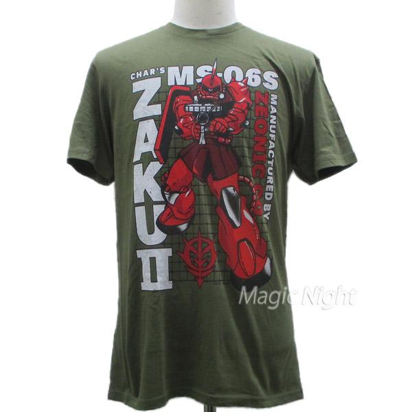 機動戦士ガンダム Tシャツ シャア専用ザク 半袖 大人用 オリーブ