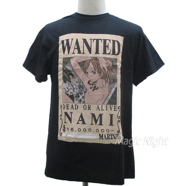 ワンピース ウォンテッド ナミ Tシャツ 半袖 大人用 ブラック 黒 
