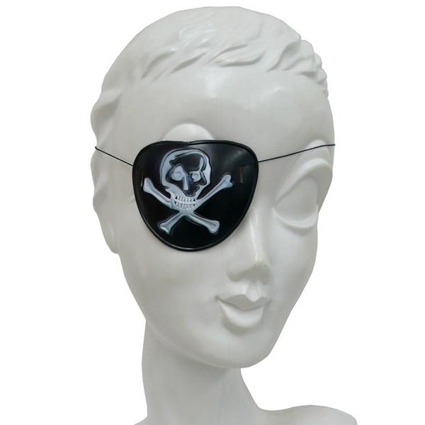 ドクロマークと、のぞき穴がある、パイレーツのアイパッチ（眼帯）です。ハロウィンの海賊仮装、コスプレにどうぞ！