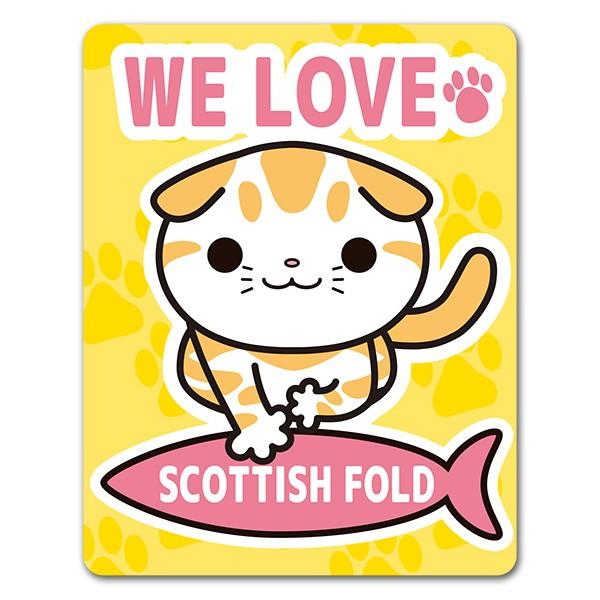 【車ステッカー】スコティッシュフォールド【WE LOVE SCOTTISH FOLD】キャットインカー 車マグネットステッカー  大好きなペットの車ステッカーと出かけよう！マグネットパーク限定オリジナルデザインの車マグネットステッカーです。...