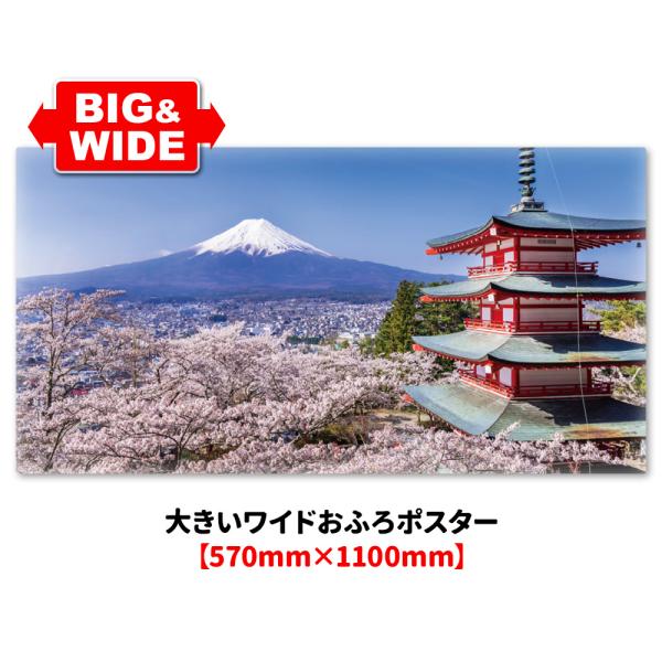大きいワイドお風呂ポスター 富士山と桜 マグネットシート製 宅配便送料無料