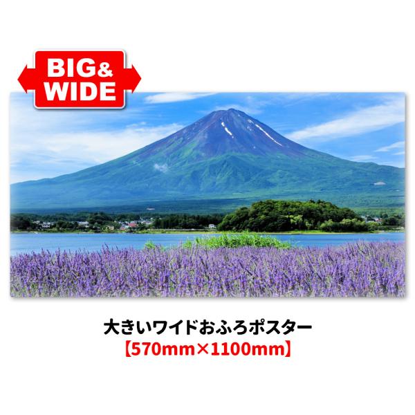 お風呂で使えるマグネット製のポスターです。雪の少ない夏の富士山の景色が楽しめるおふろポスターが大きいサイズのワイド版になって登場！前面に広がるラベンダー畑も美しく、パノラマ風の大迫力で雄大な富士山の景色をお風呂で楽しめます。※本製品はマグネ...