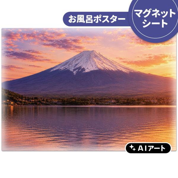 AIアートお風呂ポスター 富士山 夕方 マグネットシート製 宅配便限定