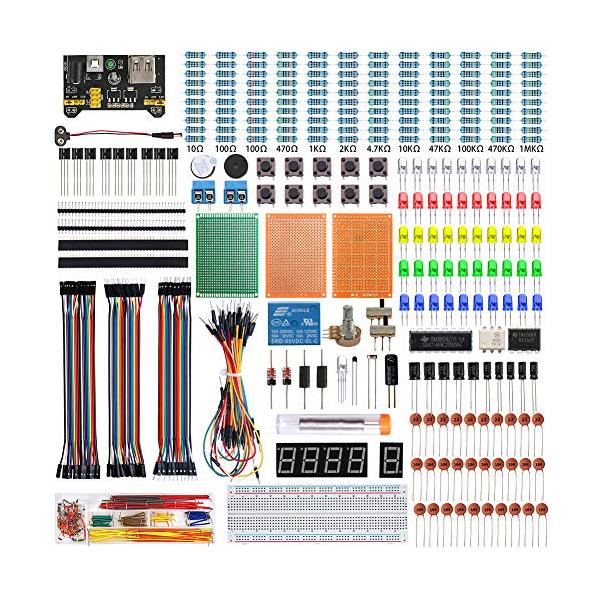 (複数ご希望の方はお問い合わせからご連絡ください)ブレッドボードをはじめ、ジャンパーワイヤー、ユニバーサル基板、デュポン線、電源モジュール、5mm LED、抵抗器、LED表示器、電解コンデンサ、セラミックコンデンサ、各種類のボタン、トランジ...
