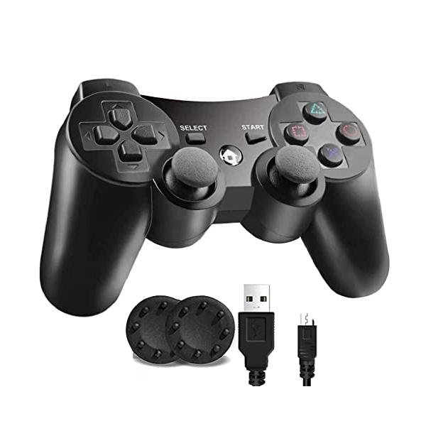 PS3 コントローラー PS3 ワイヤレスコントローラー Bluetooth ワイヤレス ゲームパッド USB ケーブル 振動機能 充電式 アシストキ