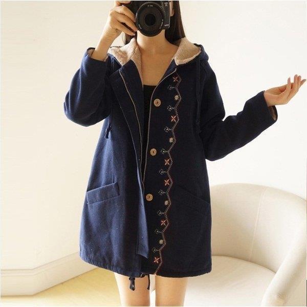 お見舞い ダッフルコート 学生 大きいサイズ 冬服 秋冬物 秋服 コート かわいい 刺繍 フード付き レディース ダッフルコート コート かわいい 刺繍 フード付き ダッフルコート 可愛い 17新作 暖かい 着やせ 甘い コート アウター Solvestudentdebt Com