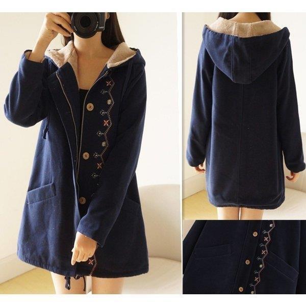 お見舞い ダッフルコート 学生 大きいサイズ 冬服 秋冬物 秋服 コート かわいい 刺繍 フード付き レディース ダッフルコート コート かわいい 刺繍 フード付き ダッフルコート 可愛い 17新作 暖かい 着やせ 甘い コート アウター Solvestudentdebt Com
