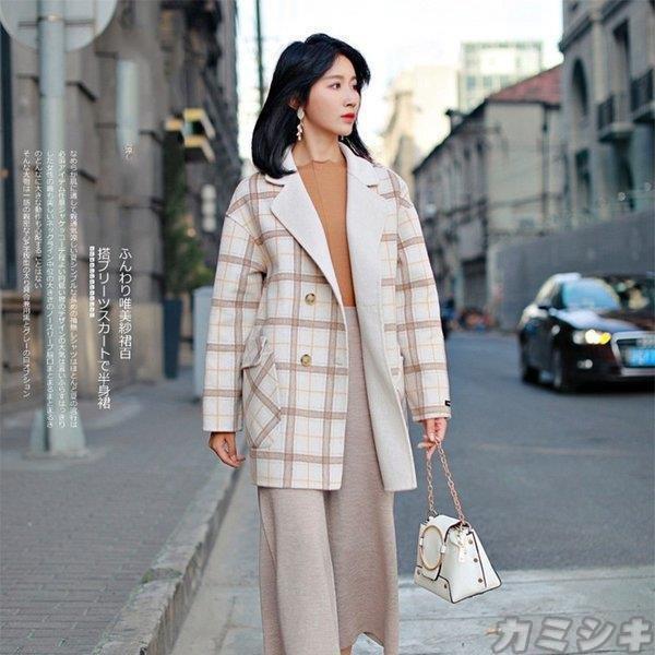 まとめ買い アウター チェスターコートチェックウール レディースファッション ヘプバーン 秋と冬 40代 30代 コートチェック 中長セクション レディース 19秋冬 中長セクション 通勤 Ol チェスターコートダブルフェイスコート コート アウター Affaires Sociales