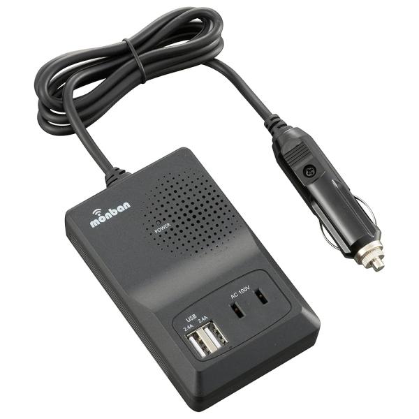 オーム電機monban インバーター 車用 車載用インバーター 12V車専用  シガーソケットからコンセント  OSE-DA120U48-K