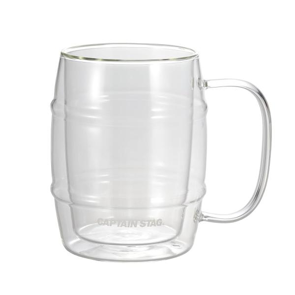 キャプテンスタッグ(CAPTAIN STAG) 耐熱ガラス ダブルウォールグラス マグカップ 二重構造 樽ビアカップ 1,000ml UW-2032 クリア