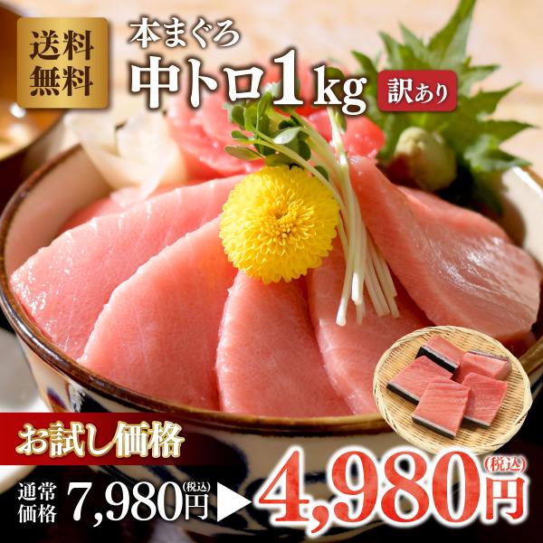 マグロ刺身 中トロ 訳あり1kg 本マグロ中トロ1ｋg  80277