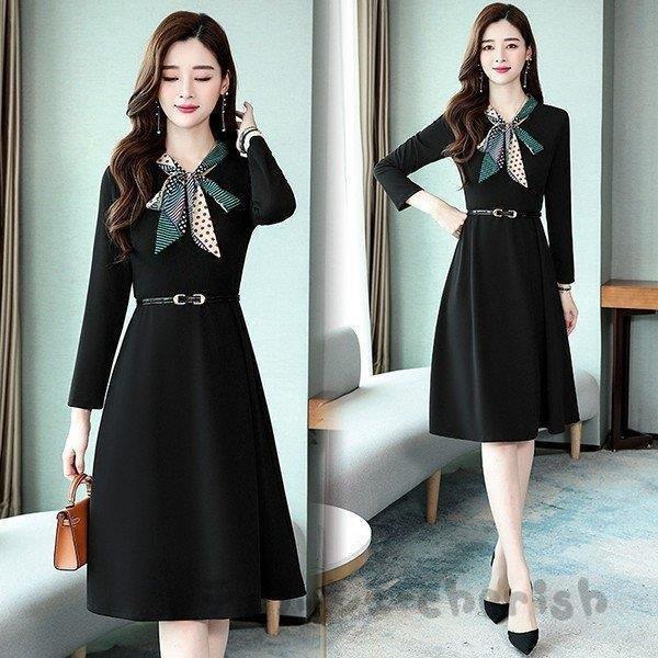 数量は多い きれいめ 40代 レディース ワンピース Ol Aライン 長袖 冬 秋 代 50代 40代 レディース ワンピース 秋冬 新品 Ol 着痩せ 通勤 おしゃれ 韓国風 パーティードレス 大きいサイズ ベルト付き リボン ロング丈 上品 長袖 コーデ ワンピース チュニック