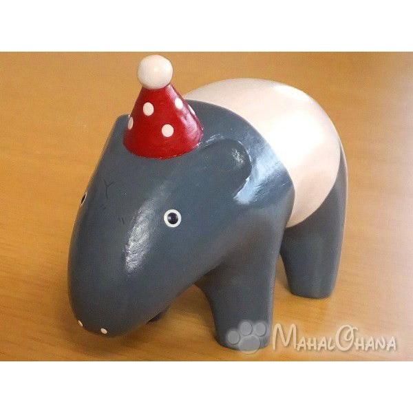 クリスマスぽれぽれ マレーバク バク 木彫り ギフト 置物 ハンドメイド インテリア