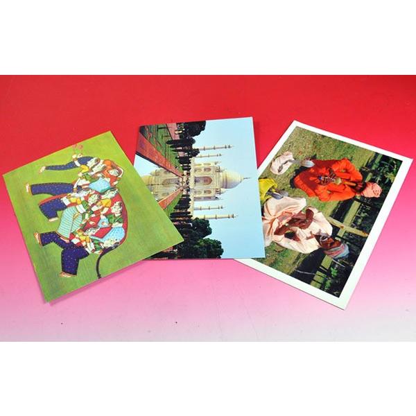 インドのポストカード3枚セット タージマハル 蛇使い等 絵葉書